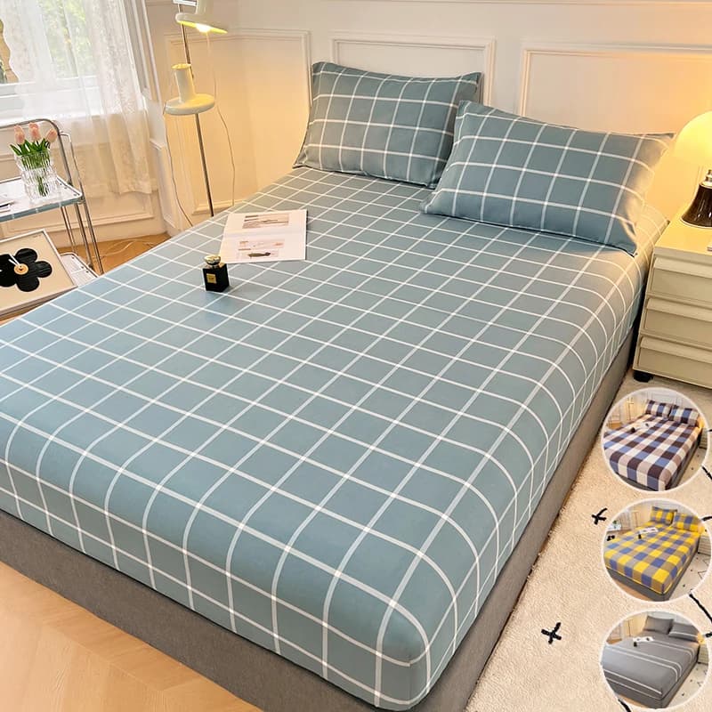 Lenzuolo con angoli in cotone con fasce elastiche Coprimaterasso regolabile antiscivolo per letto matrimoniale King antiscivolo 140x200 160x200 200x200 cm