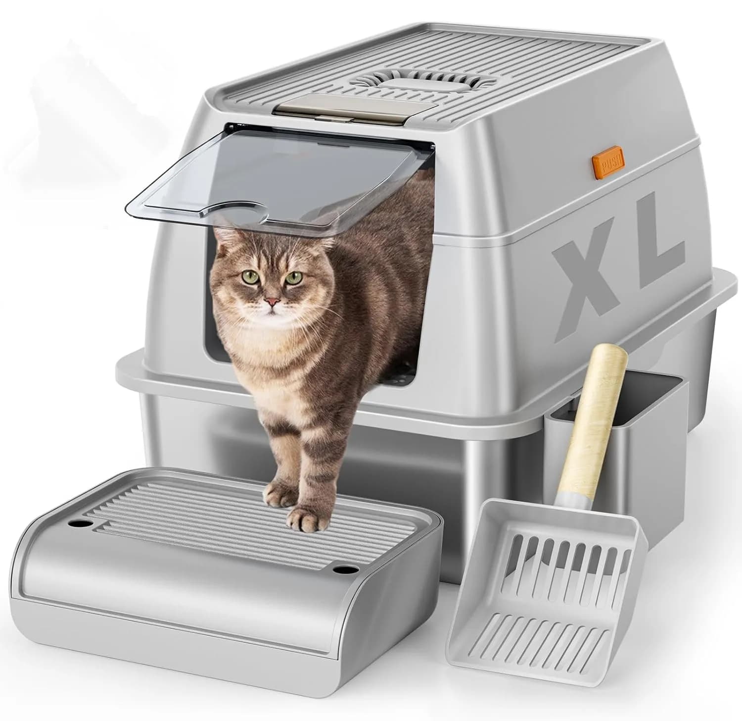 Wholesale Extra Large Odor-Proof Stainless Steel Cat Litter Box Enclosed Sand Tray Pet Supplies