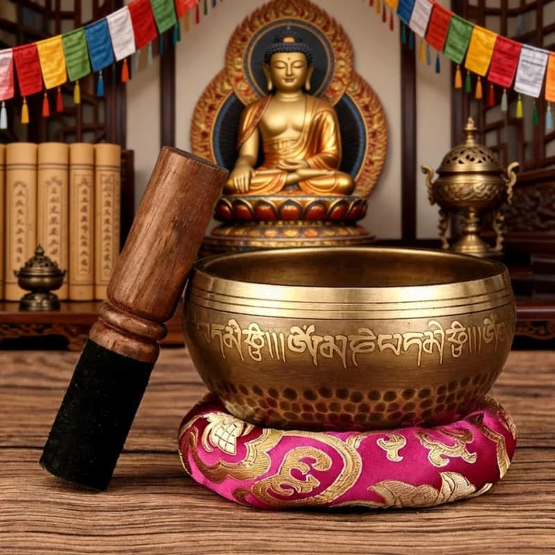 2026 New Nepal Tibetan Singing Bowl Buddhist Meditation Yoga Chakra Sound Healing Instrument With Accessories Gift Set