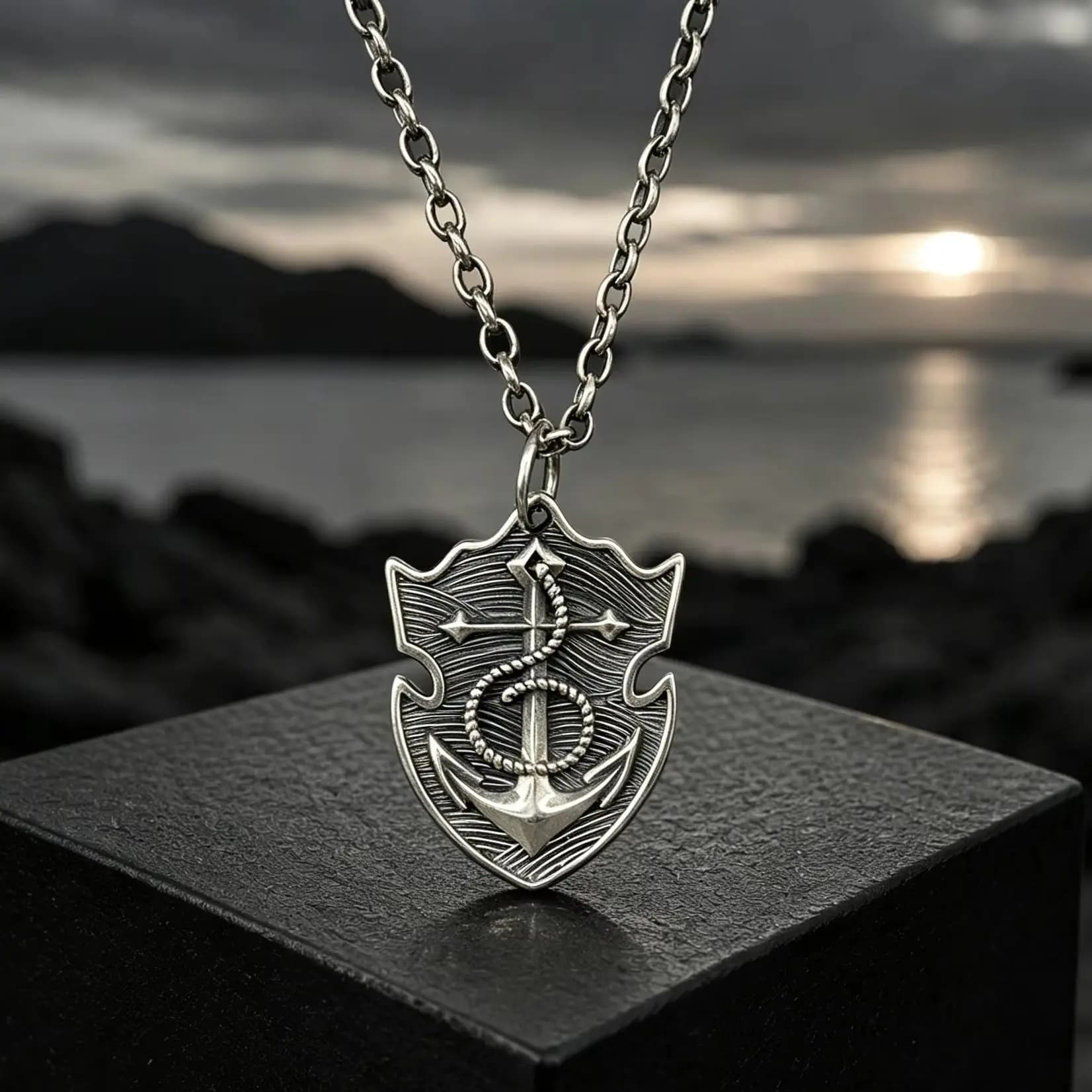 925 Sterling Silver Boat Anchor Pendant Necklace Unisex Military Hip Hop Statement Jewelry Bold Fearless Street Trend Accessorie