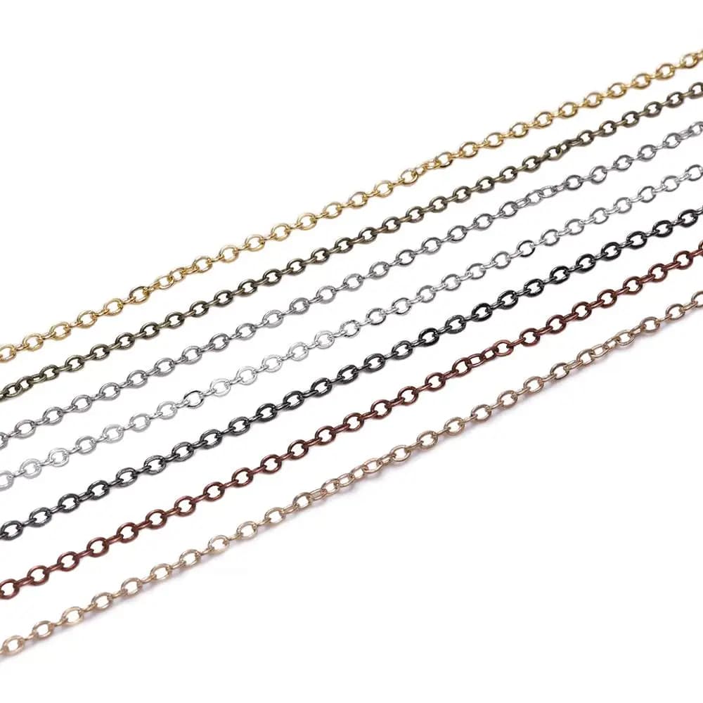 5m/lot Width 1.5 2mm Gold Copper Oval Link Necklace Chain For Jewelry Making Findings Accessories Bracelet DIY Supplies