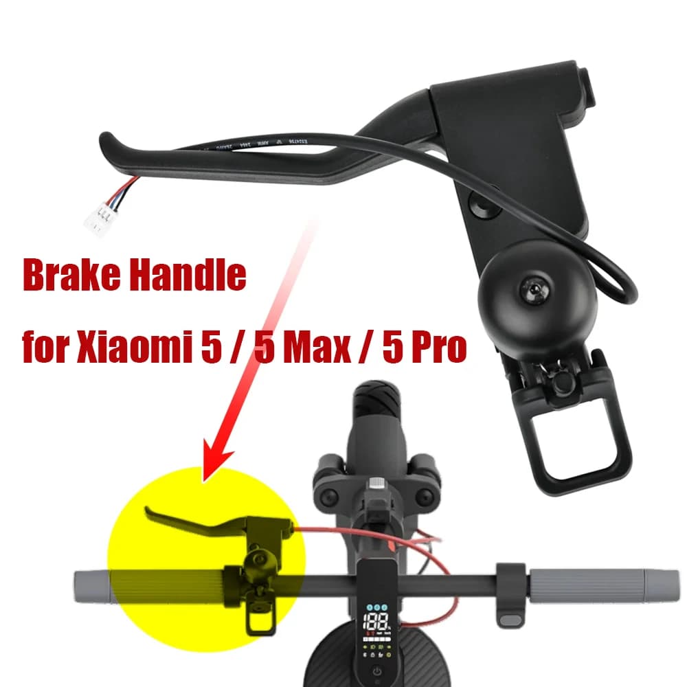 Left Brake Handle Lever with Bell Ring for Xiaomi 5 / 5 Max / 5 Pro Aluminium Alloy Electric Scooter Accessory Replacement Part