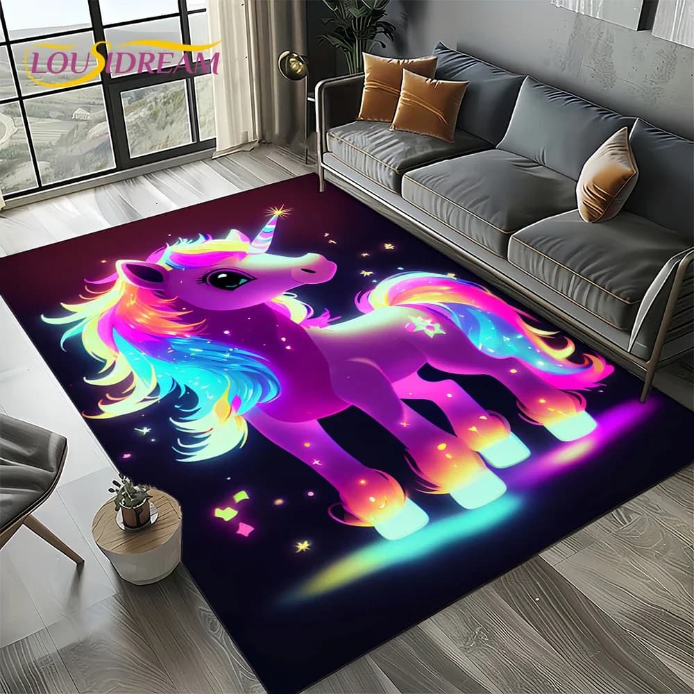 27 stile unicorno cartone animato sogno ragazza tappeto per soggiorno camera da letto decorazione del divano di casa, tappeto per bambini tappetino antiscivolo regalo