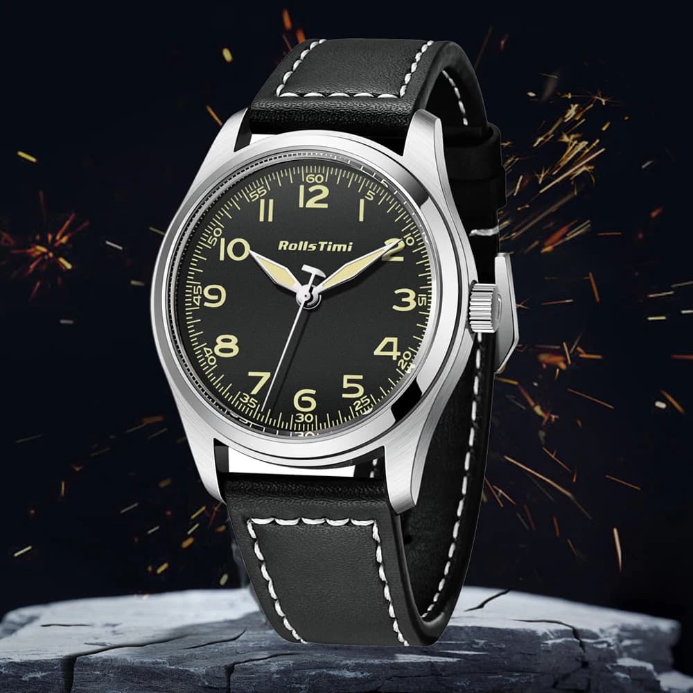2025 Nuovi orologi di marca da uomo Rollstimi al quarzo con specchio in zaffiro da uomo semplice orologio da polso impermeabile luminoso orologio da lavoro in pelle