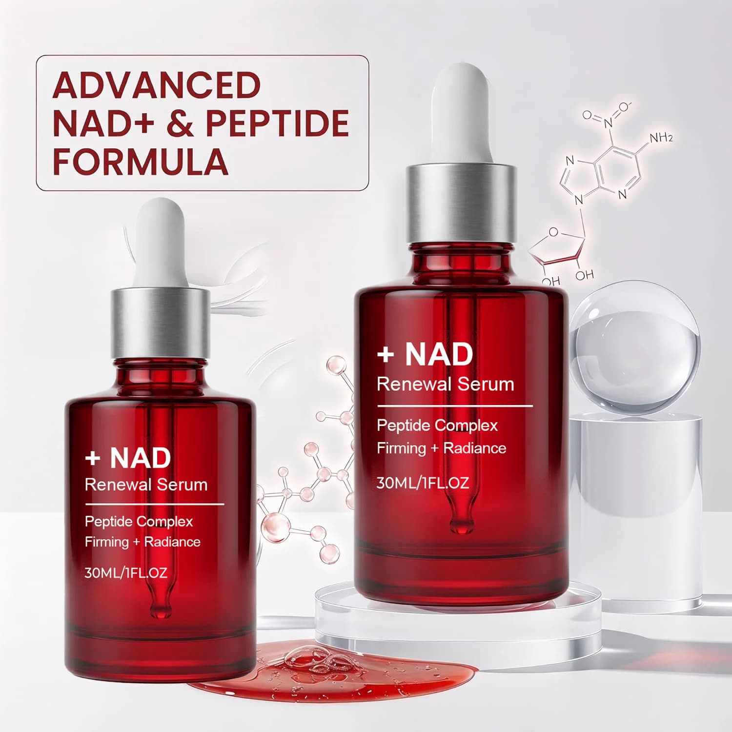 NAD+ Peptide Firming Serum Anti-Aging Face & Neck Treatment with Collagen Plumping & Radiance Boosting Skin Elasticity&Firmness