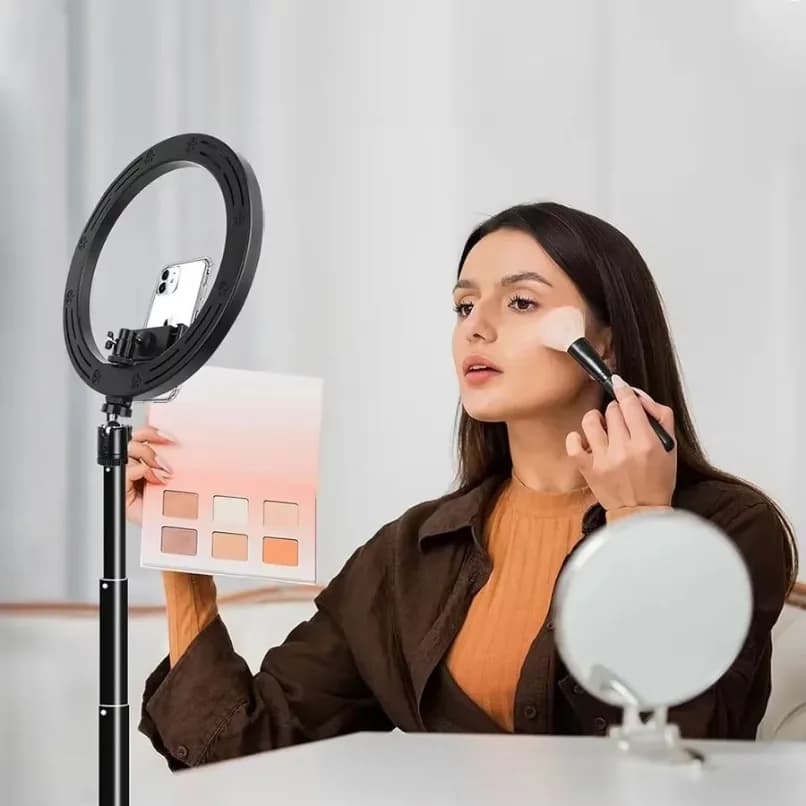 Bluetooth Remote Ring Light Selfie Stick Tripod Stand for Live Streaming Makeup YouTube Vlogging Phone Holder Dimmable LED Kit