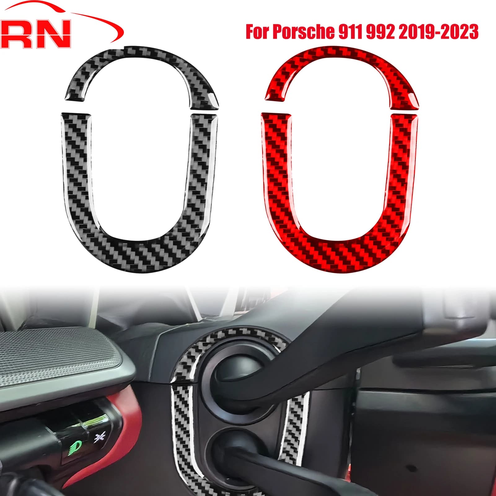 Per Porsche 911 992 2019-2023 Refit In Fibra di Carbonio Segnale di Girata Interruttore Lunetta Accessori Interni Pianoforte Nero Adesivo Decorativo