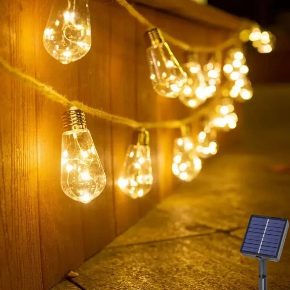 1PC 5M10LED corda di canapa solare papaya stringa di filo di rame leggero, batteria al litio, decorazione natalizia, utilizzata per il campeggio, cortile