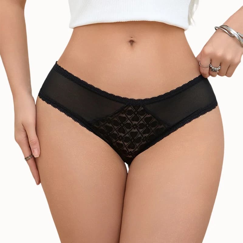 1 Pezzo Slip Sexy da Donna in Pizzo Nero, Mutandine Trasparenti a Vita Bassa, Lingerie Morbida e Traspirante per Signore