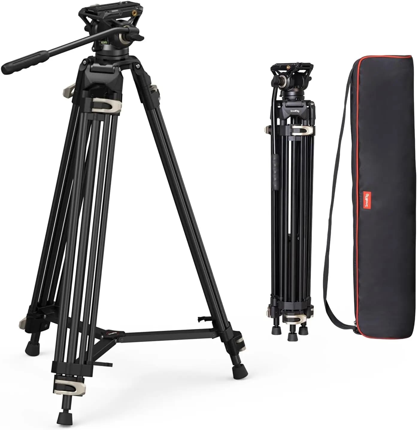 Treppiede Video Professionale da 73 Pollici con Testa Fluida a 360 Gradi e Piastra a Sgancio Rapido per DSLR, Videocamere e Fotocamere