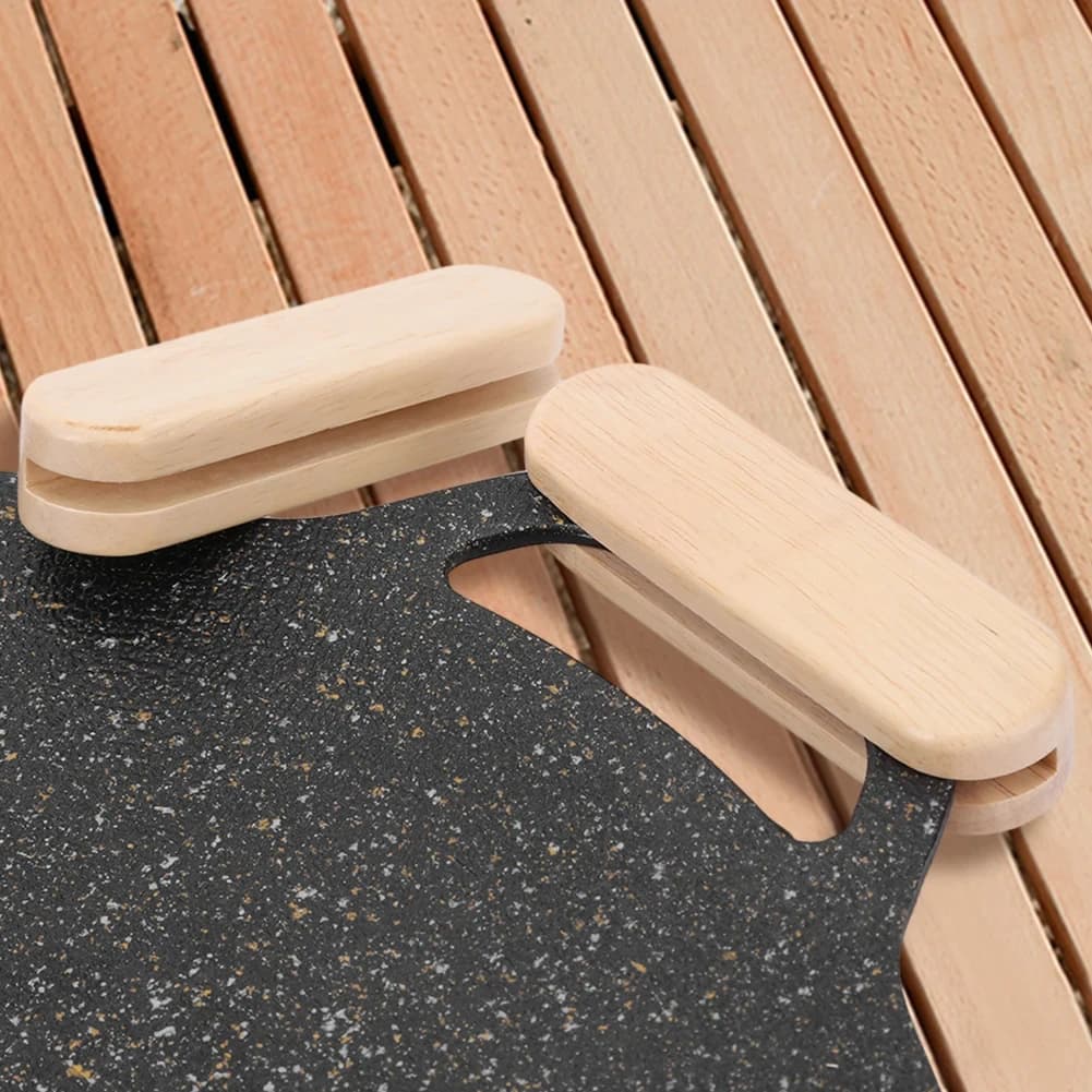 2 piastre grill portatili con manici in legno massello resistenti al calore per pentole, pattini, padelle e griglie