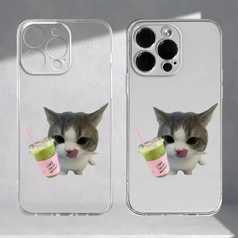 Custodia per telefono a forma di gatto per iPhone 17 16 15 11 12 14 13 Pro Max Mini XS XR 7 Plus 17E Air, cover trasparente antiurto