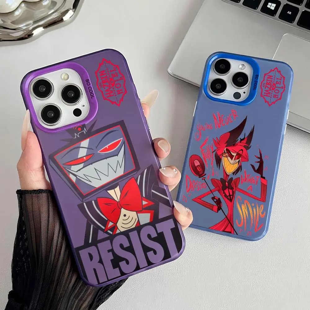 H-Haz-bins Hotels Phone Case Matte Laser Aurora Case for iPhone 17 16 15 14 13 12 11 Pro Max Air Shockproof Cover