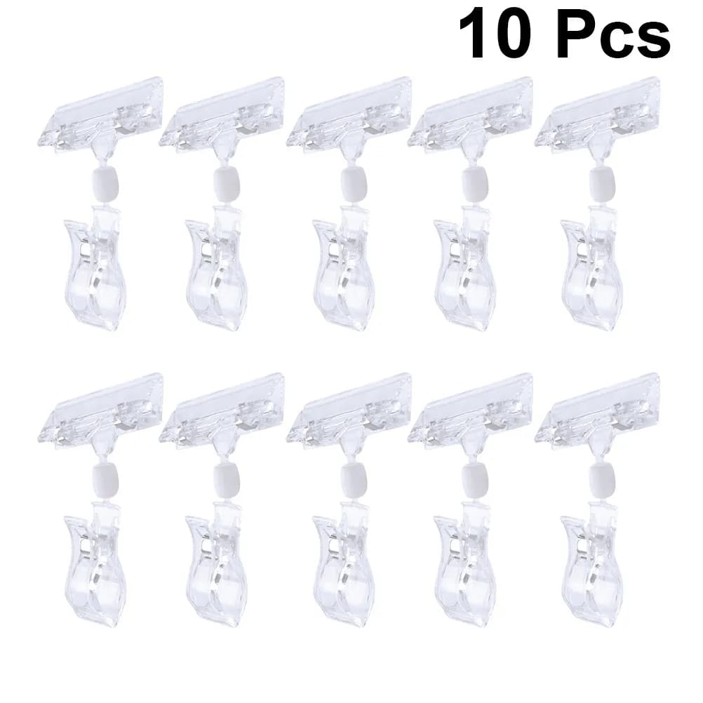 10 Pezzi Porta Prezzi in PVC Trasparente Facili da Agganciare agli Scaffali per Negozi al Dettaglio, Supermercati, Centri Commerciali, Clip per Etichette Trasparenti
