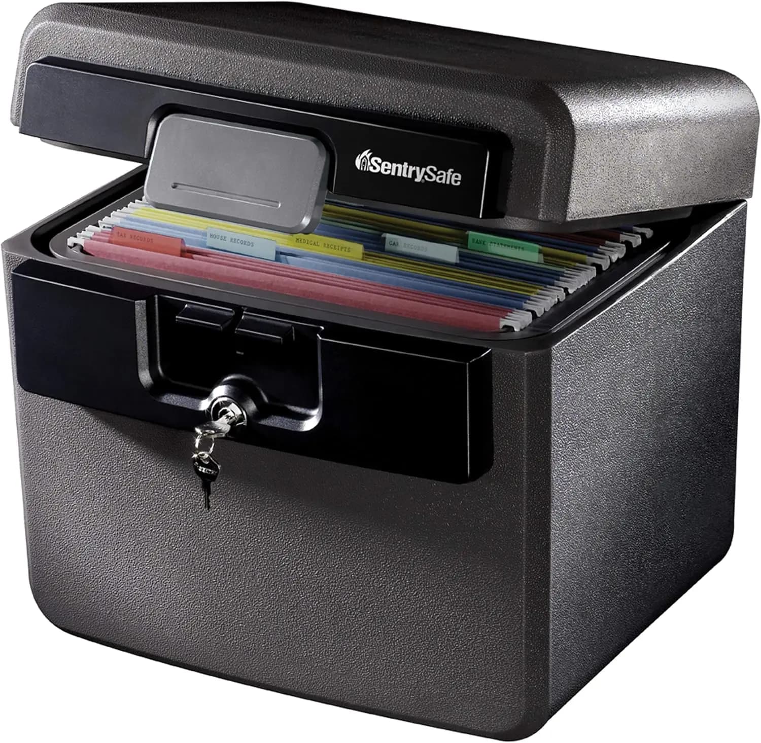 Cassaforte Nera Ignifuga e Impermeabile, Contenitore per Documenti e Cartelle con Serratura a Chiave, Ex. 14,3 x 15,5 x 13,5 pollici, HD4100