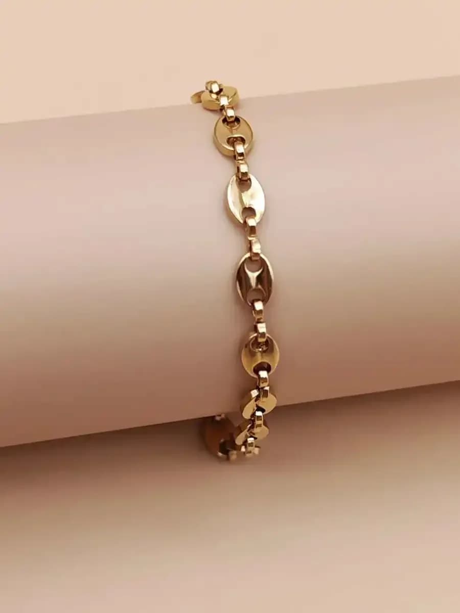 1pc stylish stainless steel oval link bracelet for women