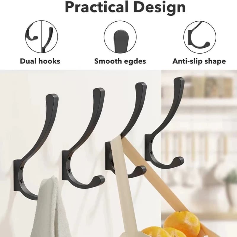 4/10 pieces heavy duty double coat hangers black metal coat hangers with screws for bathroom hangers