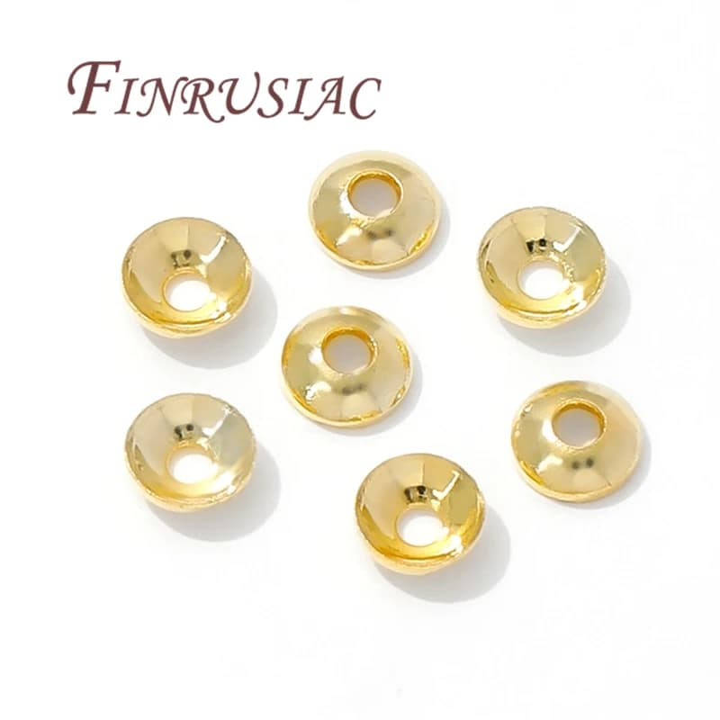 100 pezzi 4mm 5mm 18 carati tappi di perline placcate oro per creazione di gioielli, perline distanziatrici per accessori braccialetti, cappucci per perline