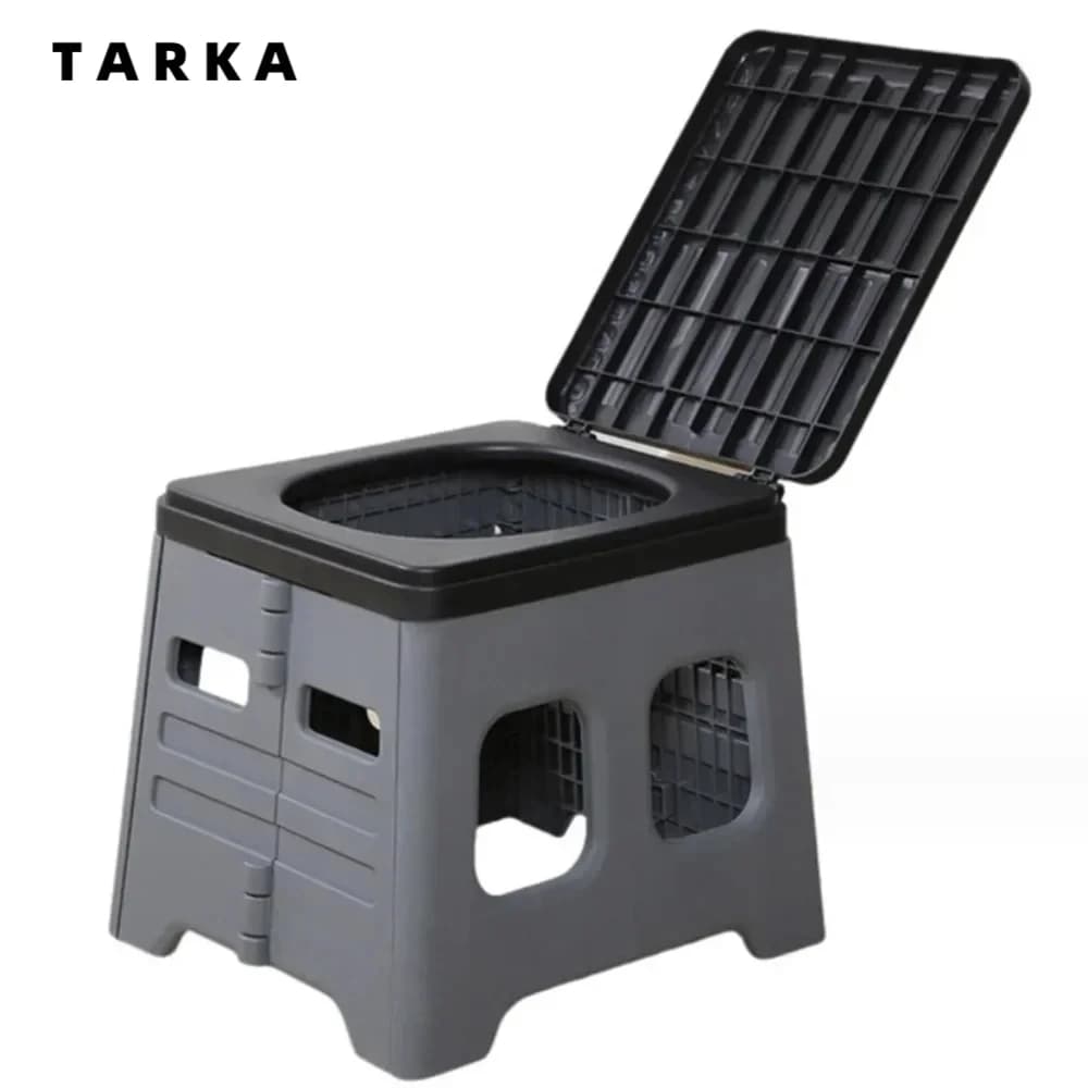 TRAKA Sedile WC pieghevole portatile da campeggio Secchio per auto pieghevole mobile WC di emergenza Pattumiera multifunzionale da viaggio all'aperto