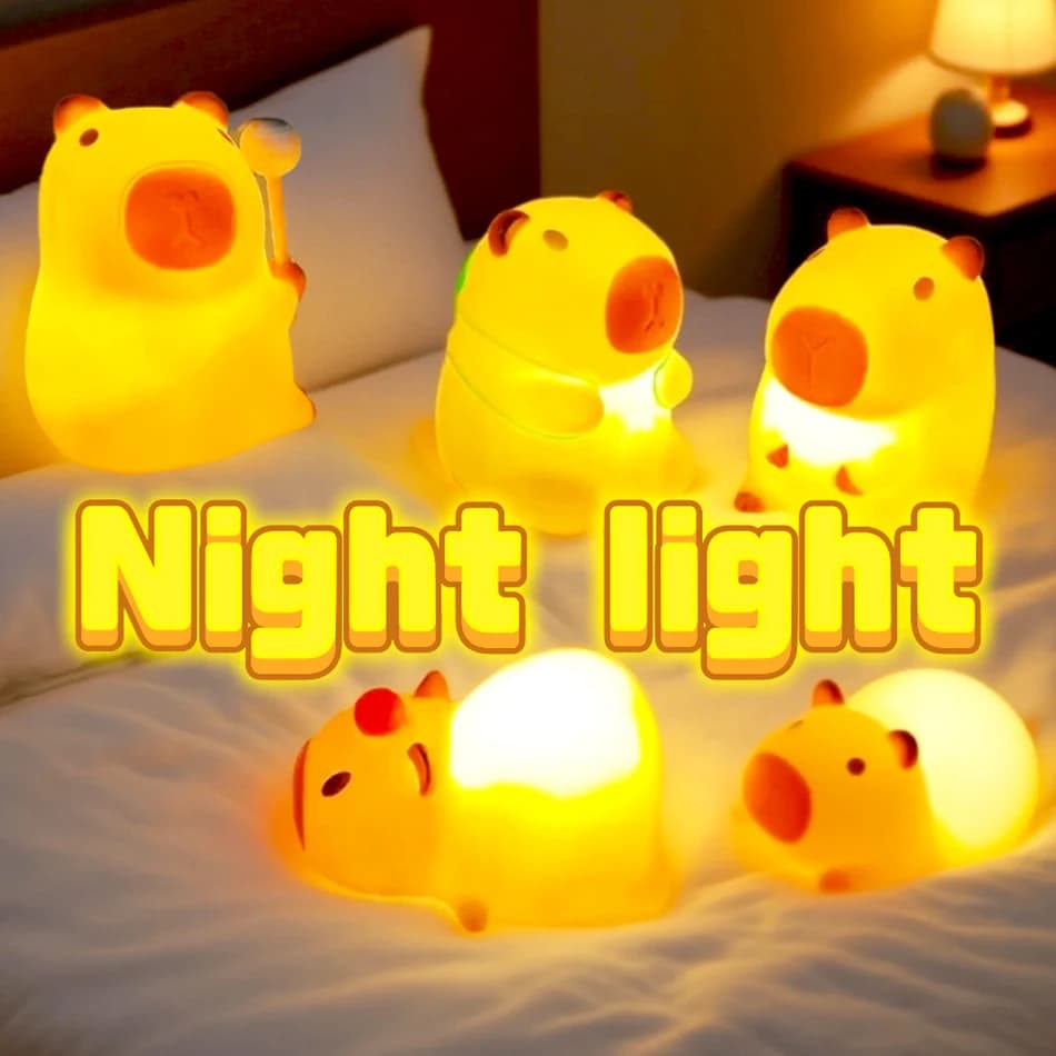 Vendite multiple La luce notturna del capibara dei cartoni animati ti porta un'atmosfera comoda del sonno, una buona lampada notturna per l'arredamento della camera dei bambini