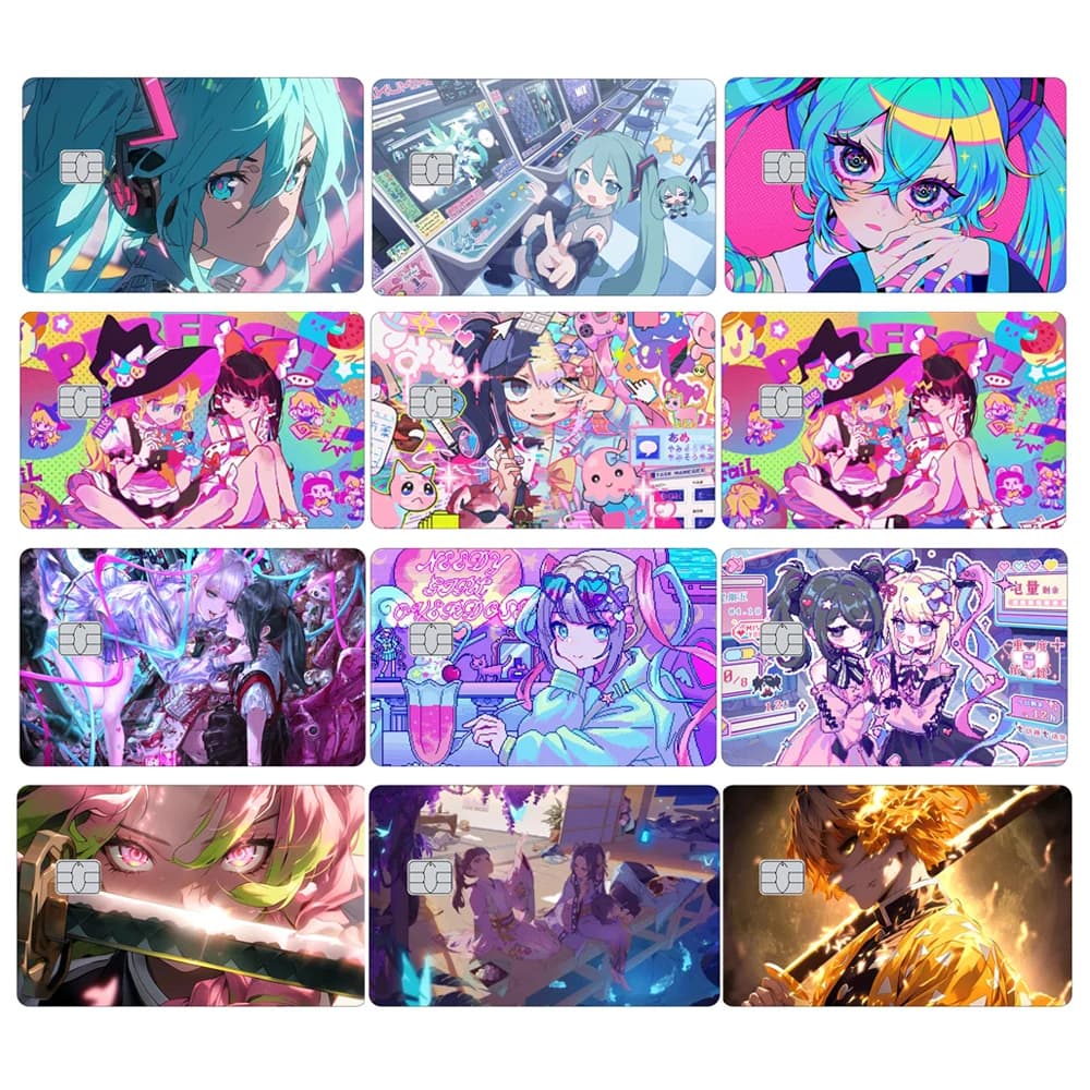 Anime Cartoon Girls Credit Card Skin Stickers ACG Virtual Singer Matte Sticker Cover Film Tape Removable Self-adhesive