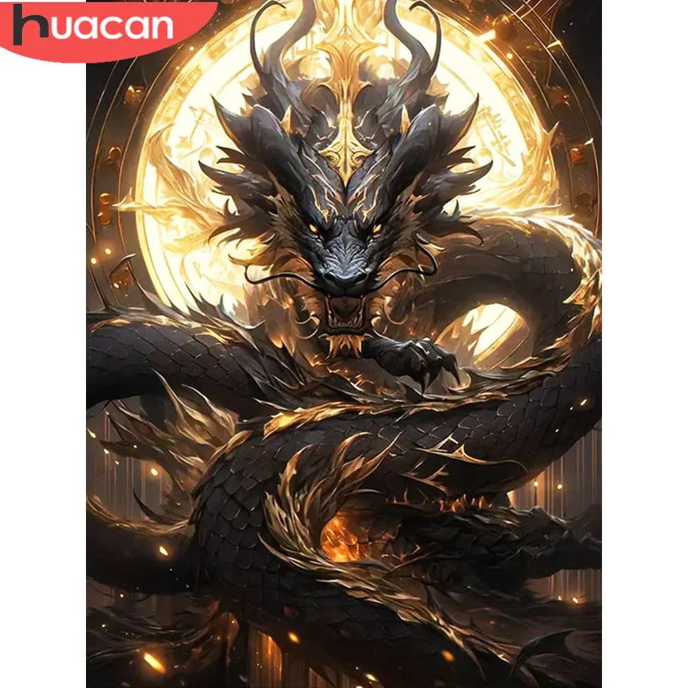 HUACAN 5D fai da te diamante mosaico drago pieno rotondo pittura animale Kit completo artigianato decorazione della camera da letto