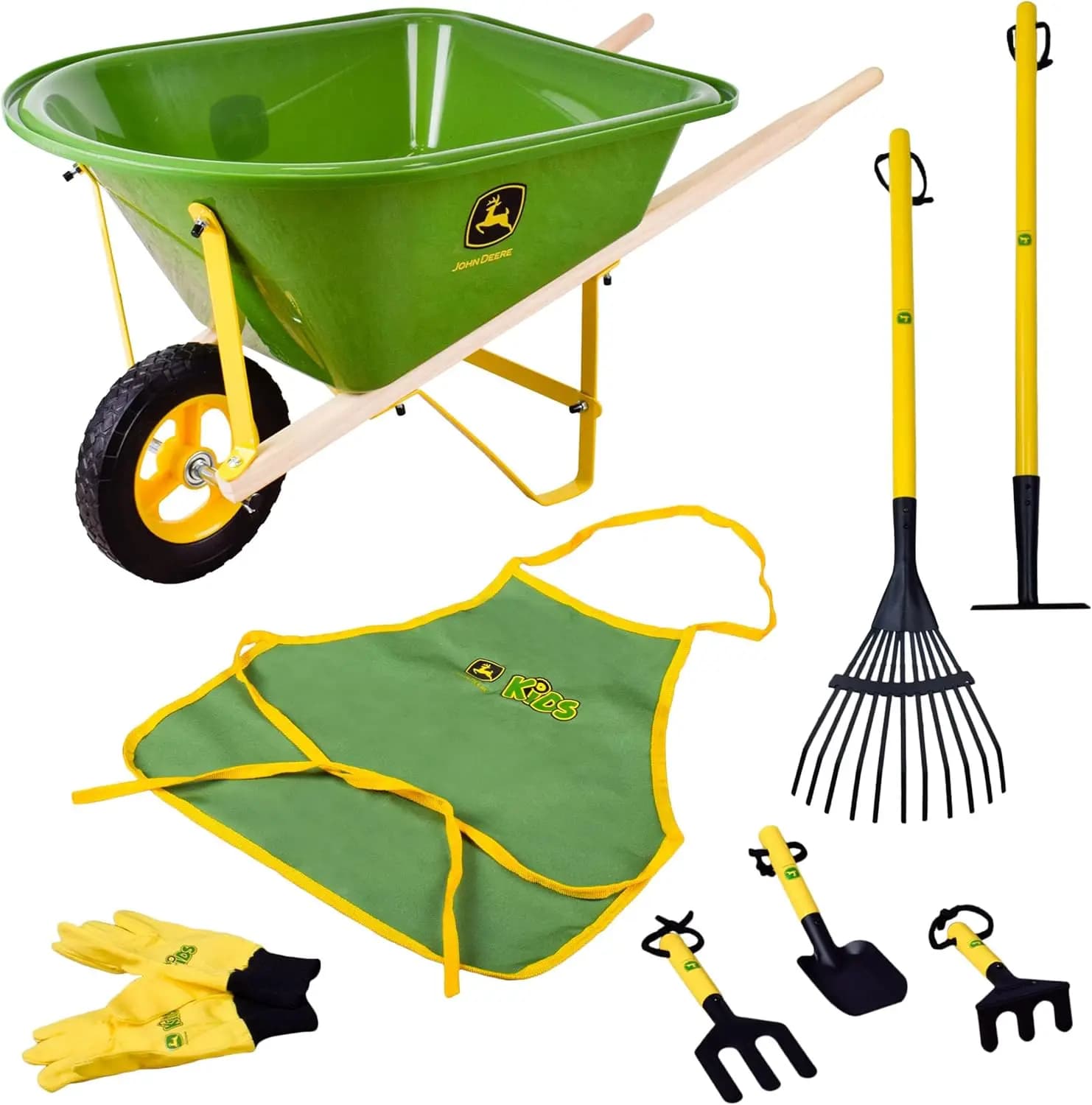 34 inch Deluxe Garden Tool and Wheelchair Set with 5 realistic tools, apron and children's gloves from 5 years up