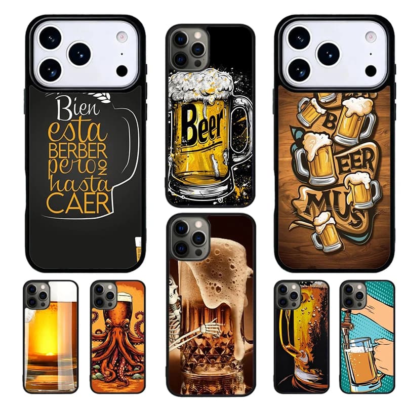 Beer Mug Pattern Phone Case For iPhone 17 16 15 14 13 12 11 Pro Max Plus 16E 17 Air SOFT Cover