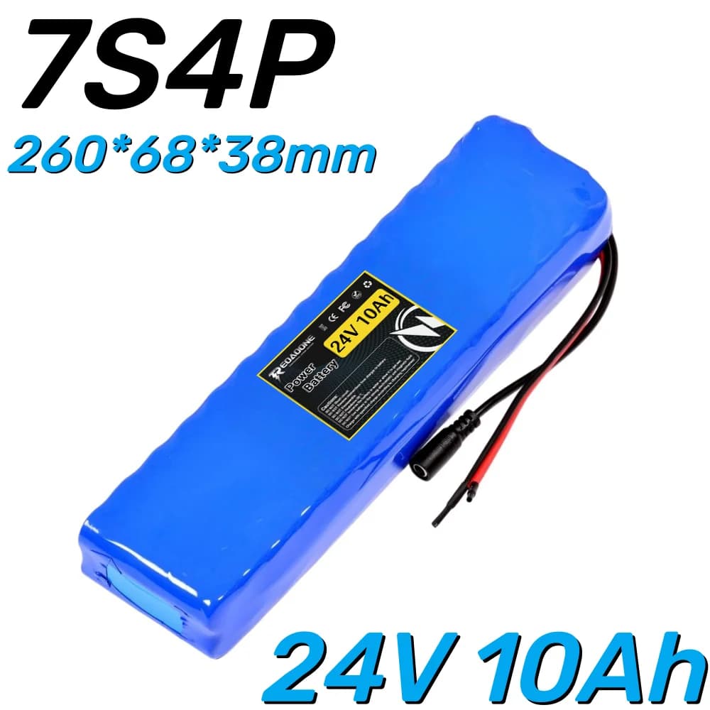 Batteria agli ioni di litio 24V 10Ah 7S4P 18650 25.2V con BMS integrato ricaricabile Adatta per batterie di biciclette/scooter.