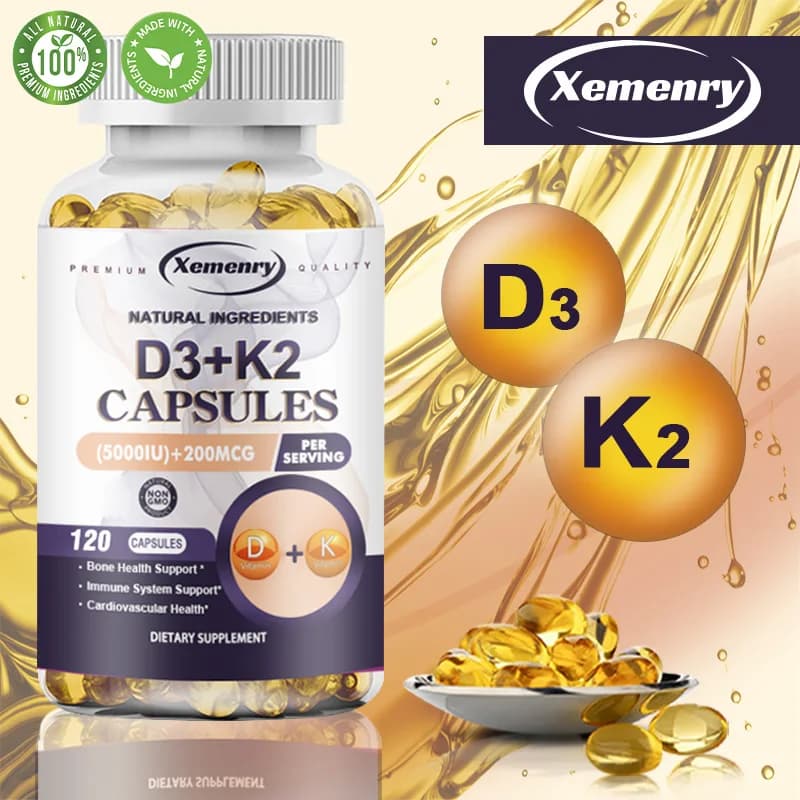 Vitamin D3 K2 - Multi-ethical supplement of 120 capsules for adults