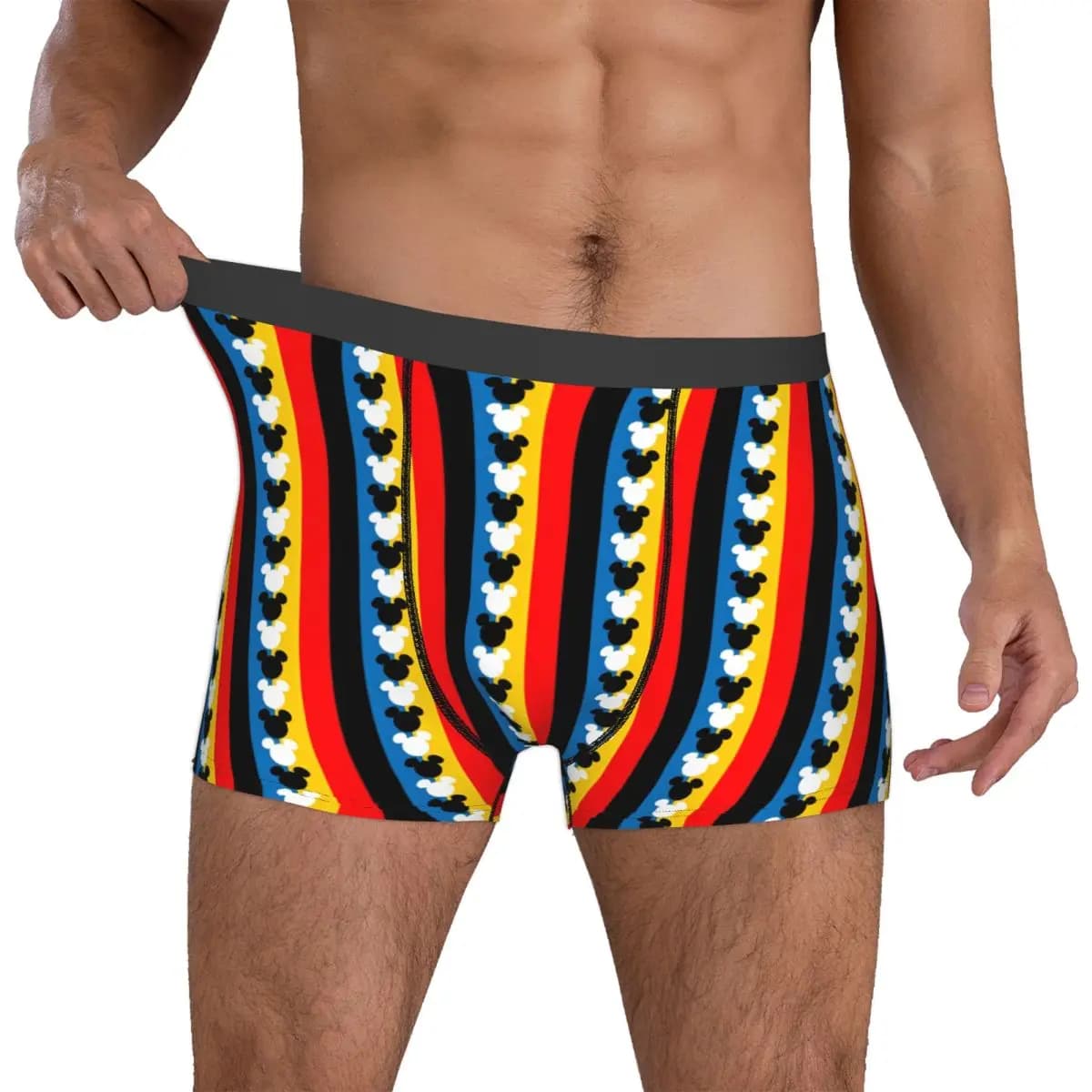 Boxer da Uomo Personalizzati con Motivi Anime Mickey, Slip a Righe Morbidi e Confortevoli