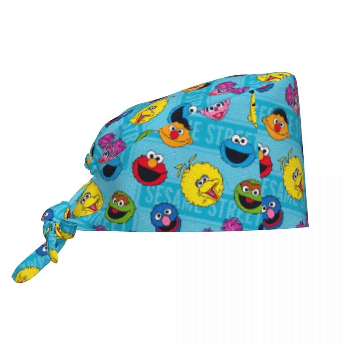 Cappelli da infermiera con personaggi di Sesame Street, berretto da lavoro per donna e uomo, cappello da lavoro casual con laccetti posteriori, cappello medico regolabile.