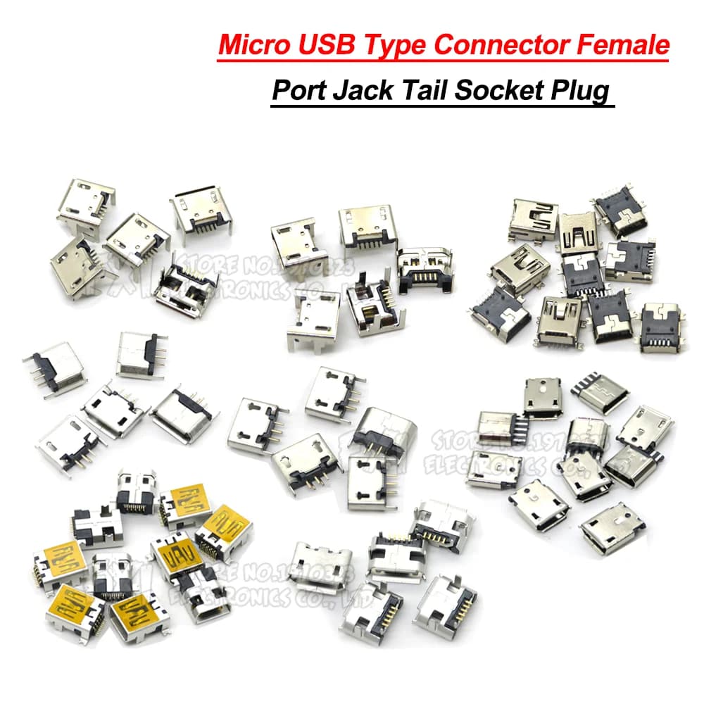 10 pcs Micro USB Type Connector Female Jack Tail Plug Ibuw for Data Connector Android Phone New DIP SMD