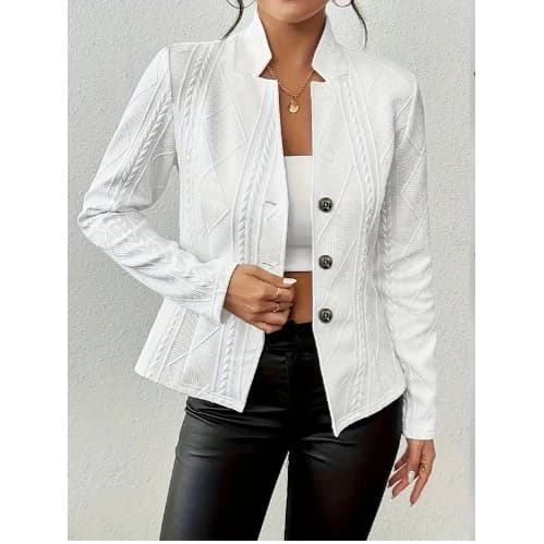 Autumn Winter Button Pattern Small Suit Jacket Independent Station New Arrival Fashionable Slim Fit Polyester Short Coat