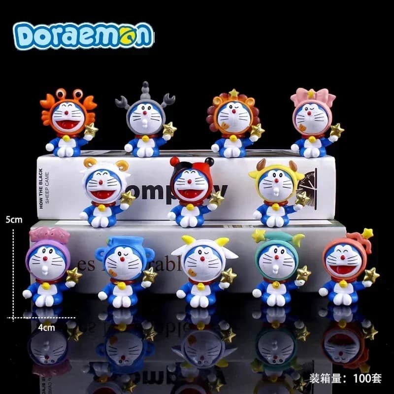 12pcs Doraemon The Zodiac Doraemon Action Figure Cute Character Kawaii Anime Figure Pvc Model Toys Birthday Gift