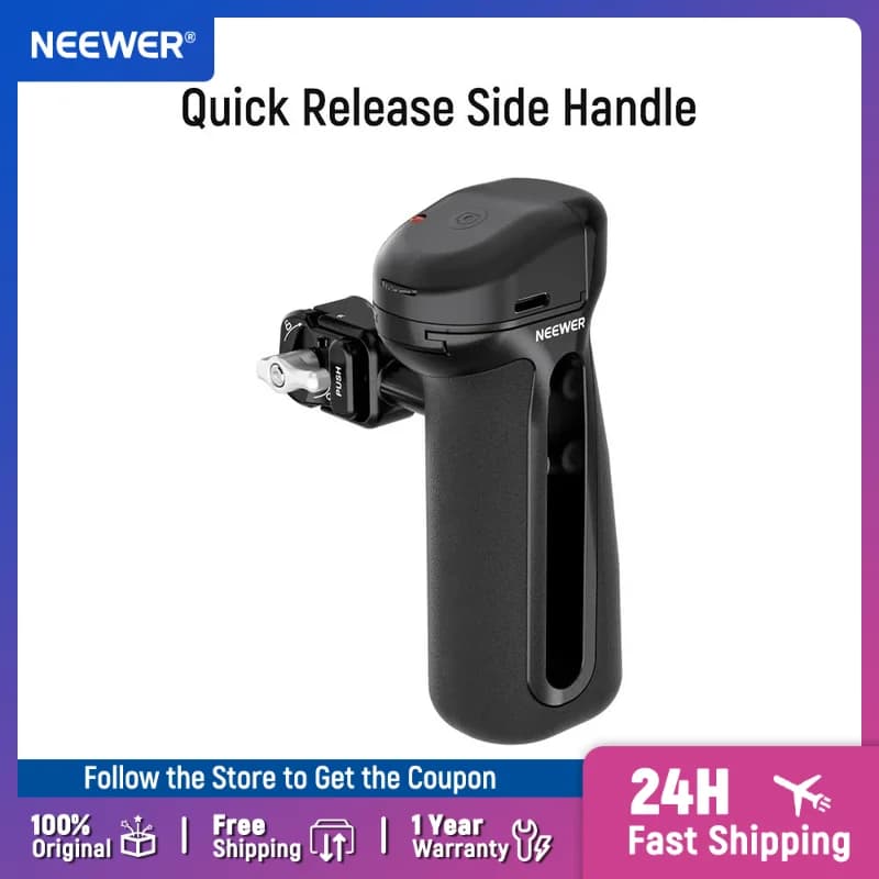 NEEWER Quick Hook Side Grip with Bluetooth Shutter, Cold Shoe, 360° Rotate Support for iPhone and Android, NEEWER Phone cage