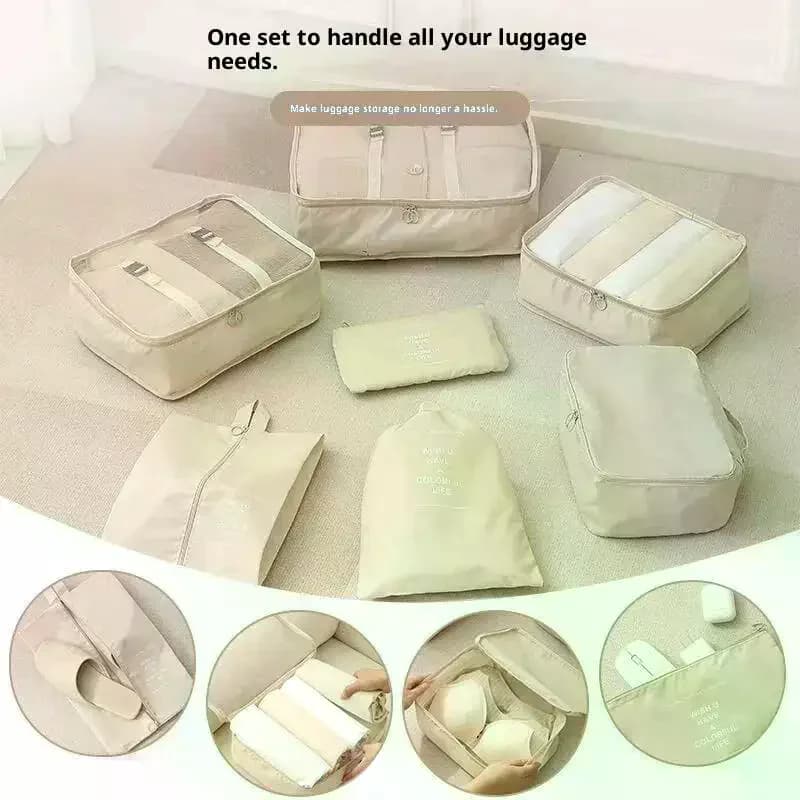 7 pezzi/set set di borse portaoggetti da viaggio borsa portaoggetti per abbigliamento da viaggio borse per organizer per bagagli borsa per smistamento di scarpe da toilette abbigliamento intimo