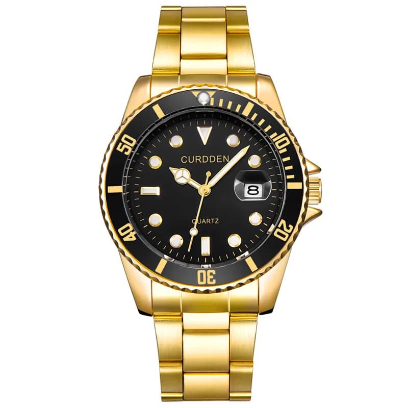 Original CURDDEN Brand Gold Watches For Men's Fashion Full Stainless Steel Band Date Watch Al Quarzo Montres de Marque de Luxe 2024