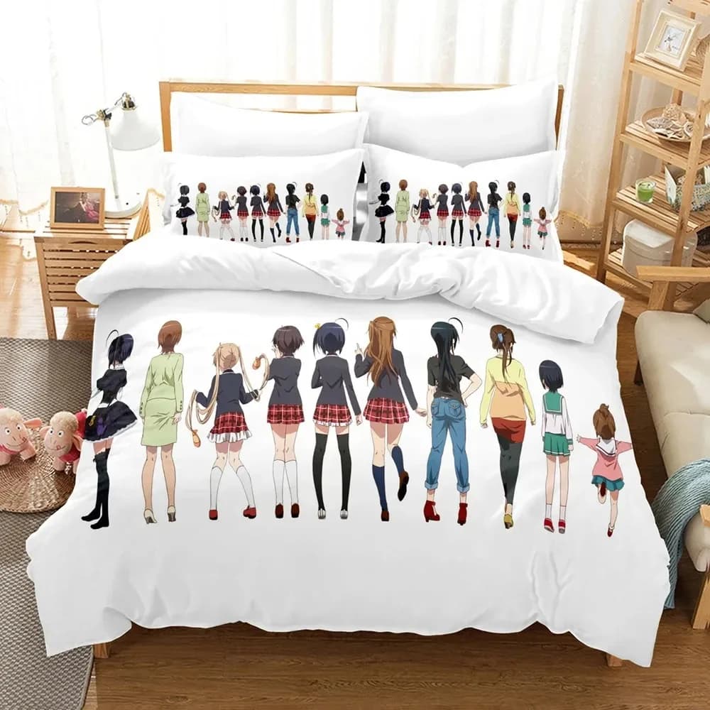 Anime Love Chunibyo Other Delusions Set of bed linen Rikka Printed in 3D Suitable for the bedroom Set duvet with pillowcase Children's house