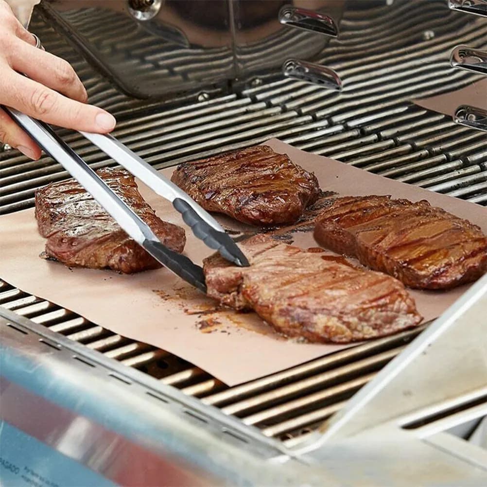 2Pcs Non-Stick Bbq Grill Mat Heat-Resistant Reusable Cooking Pad for Gas Charcoal Electric Grills Healthy Safe Outdoor Picnic