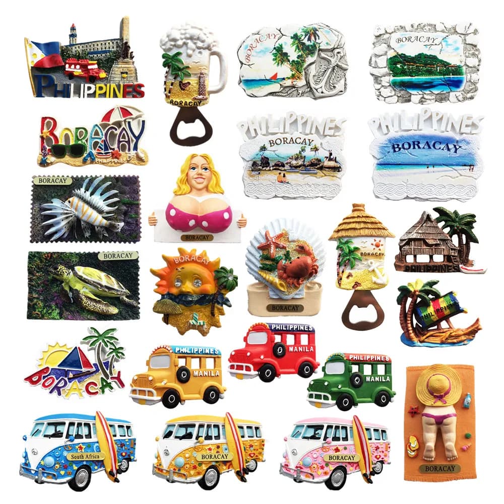 Asia Philippines Flavour 3D Fridge Magnet Tourist Souvenirs Refrigerator Magnetic Decoration Articles Collection Handicraft Gift