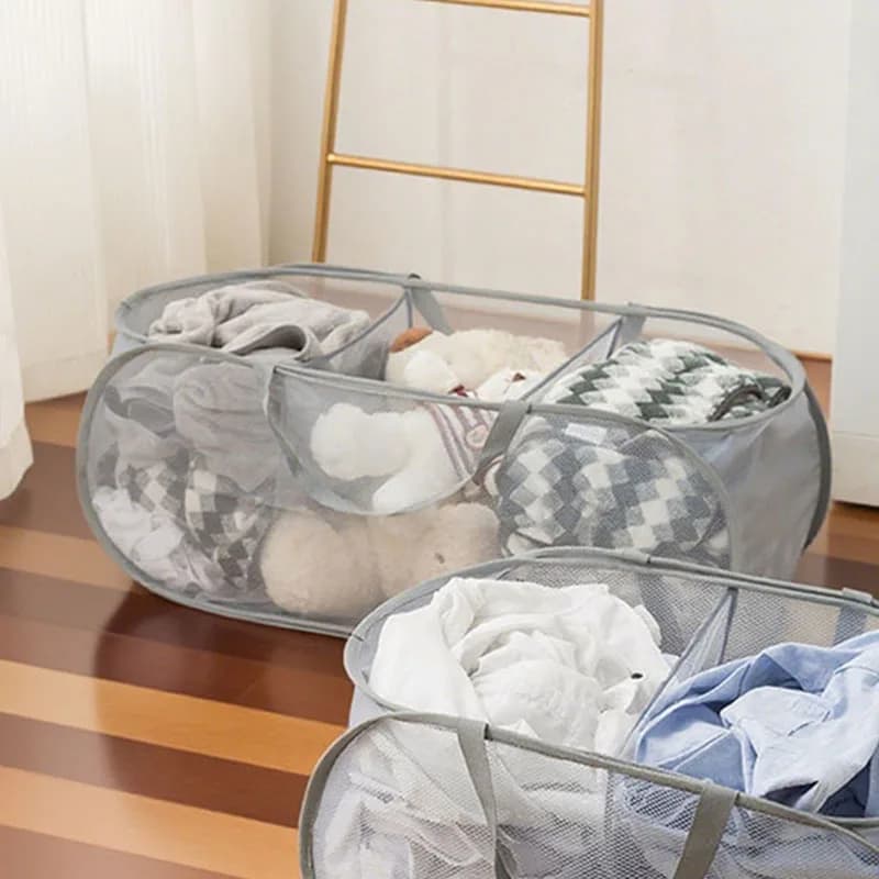 1pc 3 griglie folding basket of dirty underwear mesh dirty clothes bag holder baskets for bedroom closet bathroom clothes organizer