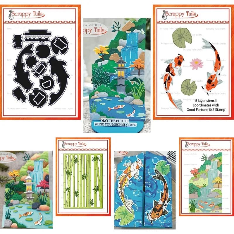 Ragonflies Bamboo Pond Koi Fish Metal Cutting Dies Nuovo Arrivo 2026 Fustelle per il taglio del metallo DIY per Scrapbooking e creazione di cartine, Stampo per artigianato