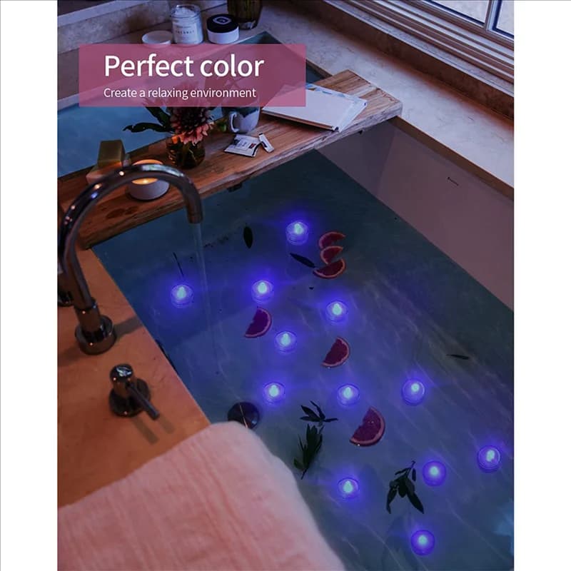 ABUP-36 submersible LED light pieces, purple waterproof flameless candle tea lights, seasonal underwater battery festival