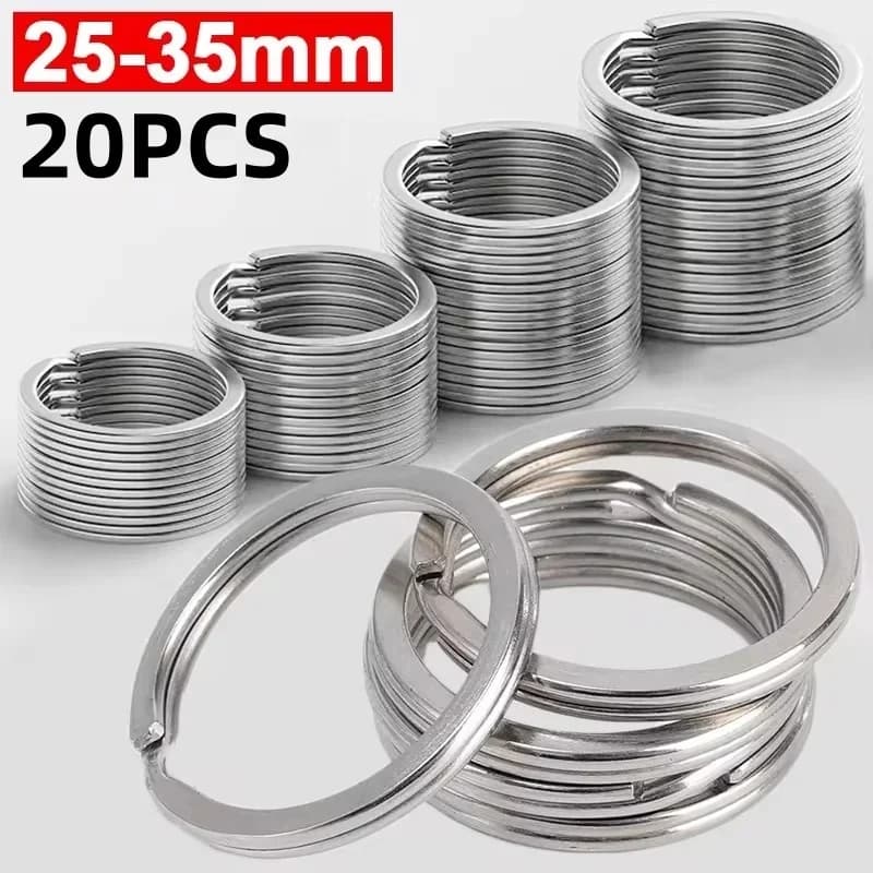 10-20pcs Stainless Steel Key Rings Polished Silver Round Flat Wire Split Key Ring for Jewellery Making Car Keyring DIY 25-35mm