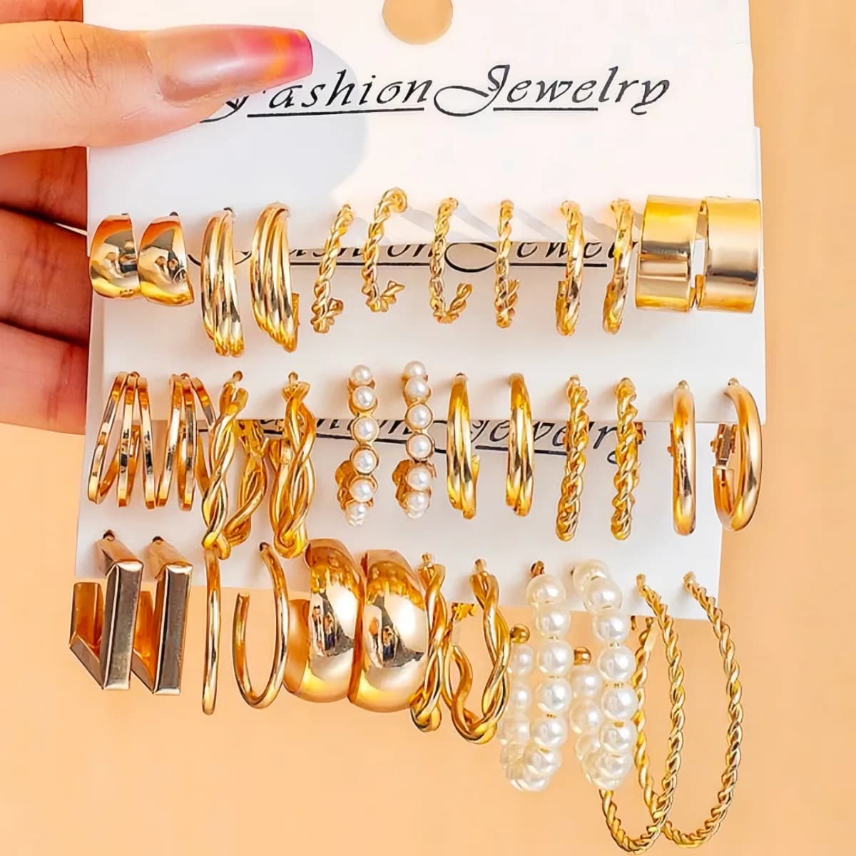 Set di 6 Orecchini Minimalisti Placcati Oro, Piccoli Cerchi Impilabili, Impermeabili, Gioielli Quotidiani alla Moda, Regalo per Donne