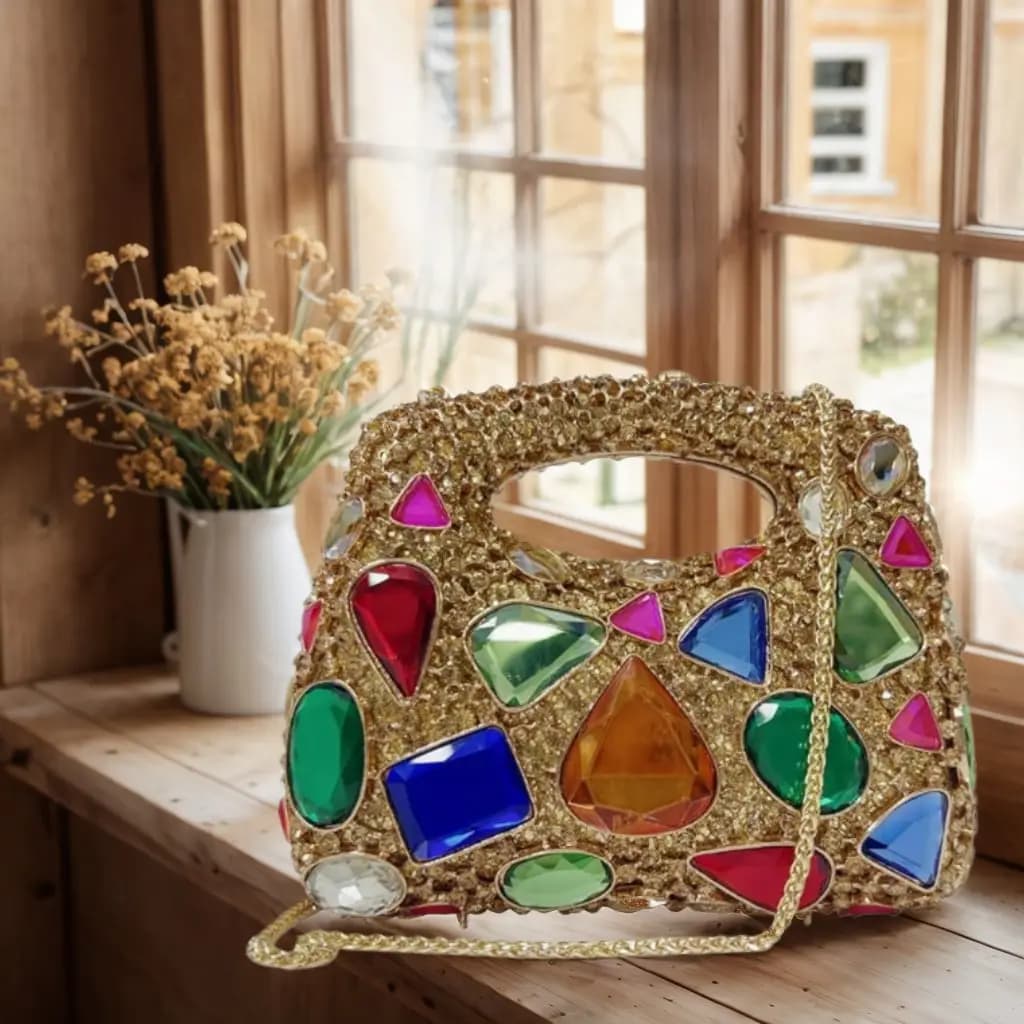Women Luxury Diamond Rhinestone Evening Bag Gem Clutch Purse Crystal Prom Handbag Wedding Purse For Party