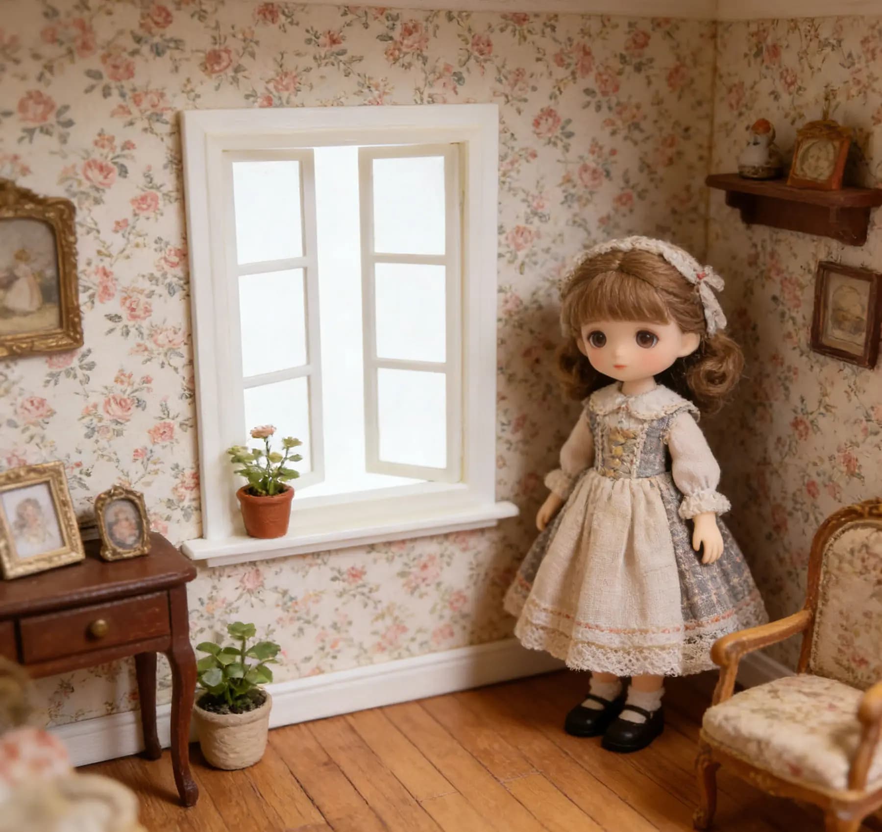 Finestra Apribile in Scala 1:12 per Casa delle Bambole BJD, Modello di Finestra a Doppia Anta in Miniatura, Accessorio Fai-da-Te per Diorami