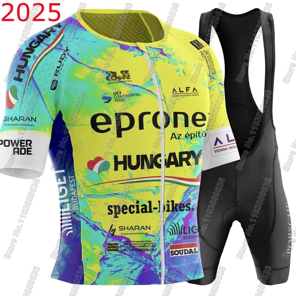 Epronex Cycling Team 2025 Jersey Set Uomo Manica corta Ungheria Abbigliamento Bici da strada Camicie Tuta Pantaloncini con bretelle MTB Maillot Ropa