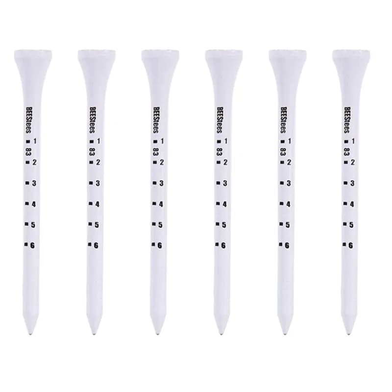50 Pcs 83mm Wood Golf Tees Professional White Wooden Striped Digital Scale Golf Ball Holder Golf Accesories